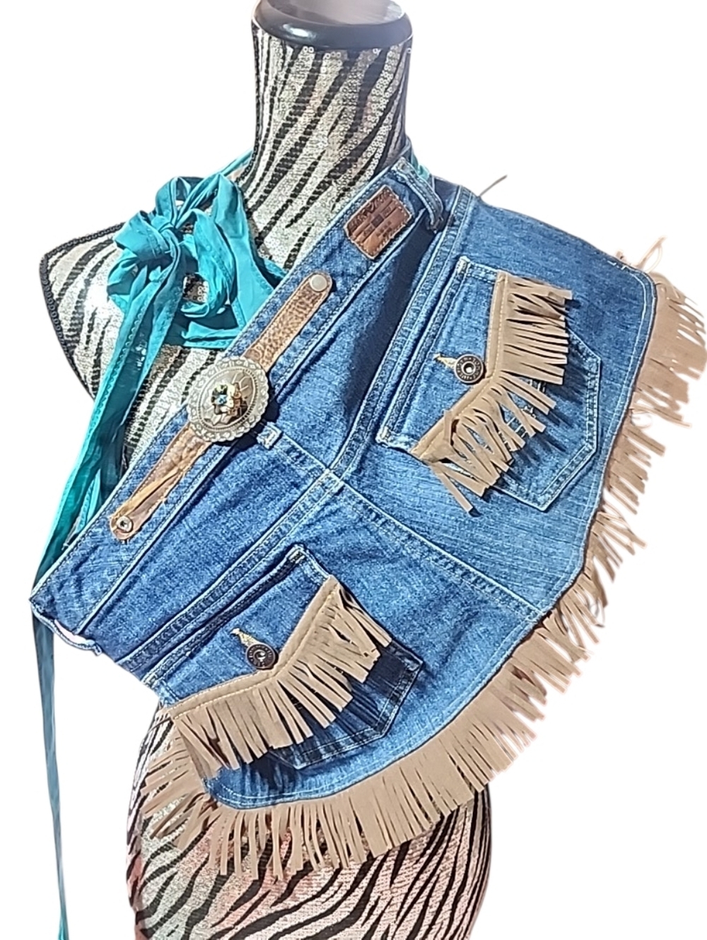 Upcycled Tommy Hilfiger Denim Fringe Western Statement Belt 🤠✨ - Picture 2 of 8